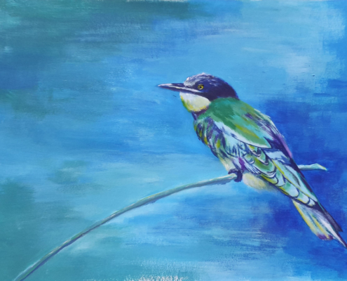 bullecréative-acrylique couleurs froides-adultes Oiseau à la peinture acrylique couleurs froides