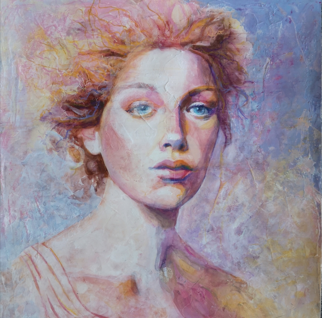 Portrait techniques mixtes Delphine Lelorrain