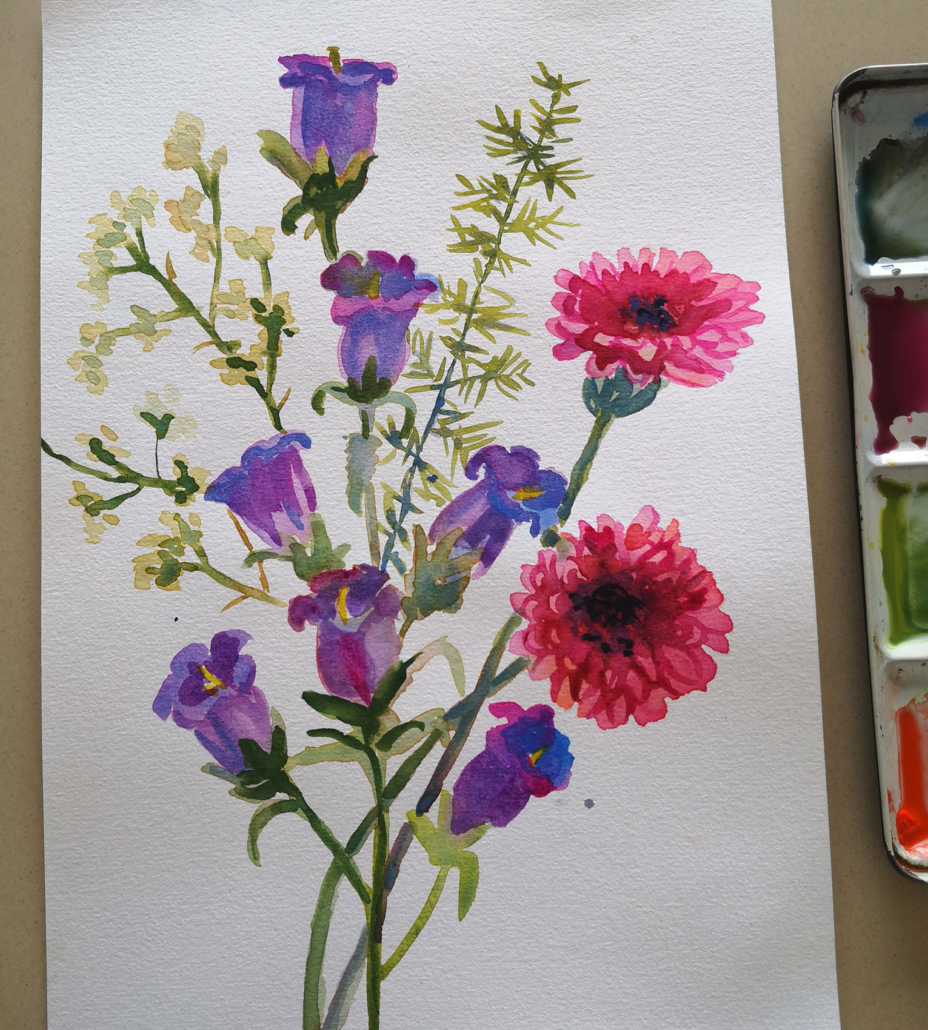 Fleurs spontanée à l'aquarelle