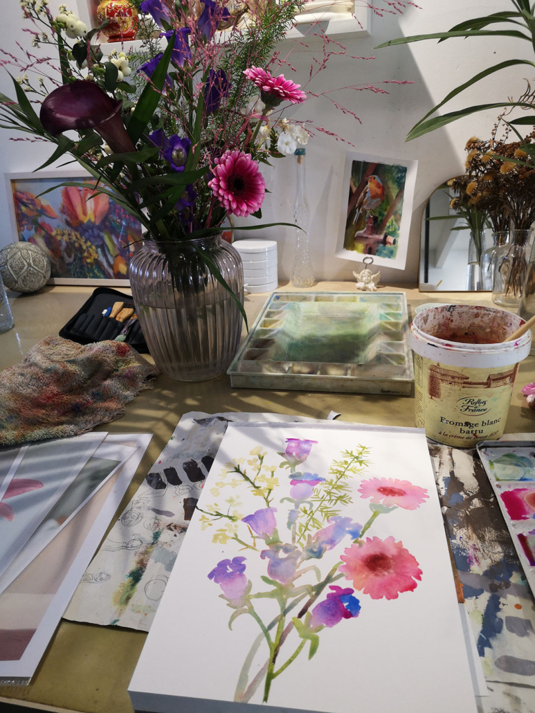 Fleurs spontanée à l'aquarelle